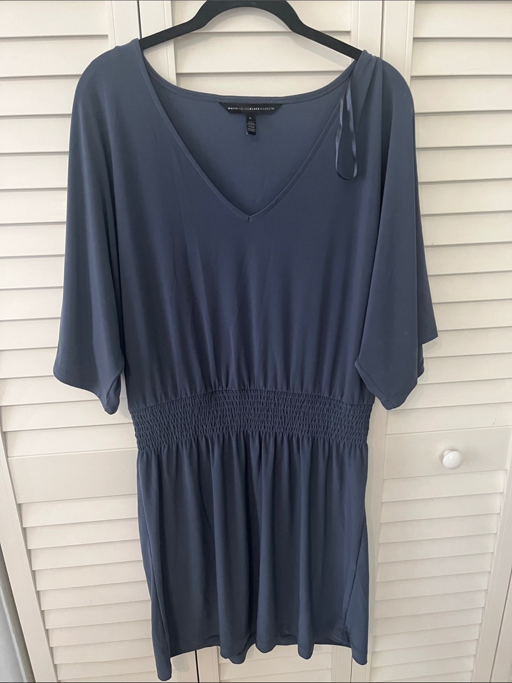 2 for 1! White House Black Market Blue AND Green V-Neck Smocked-Waist Dresse